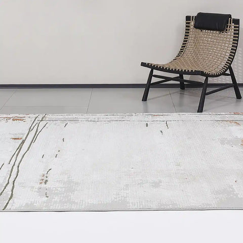 Meilade Linear Frame Abstract Ivory Area Rug