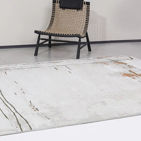 Meilade Linear Frame Abstract Ivory Area Rug