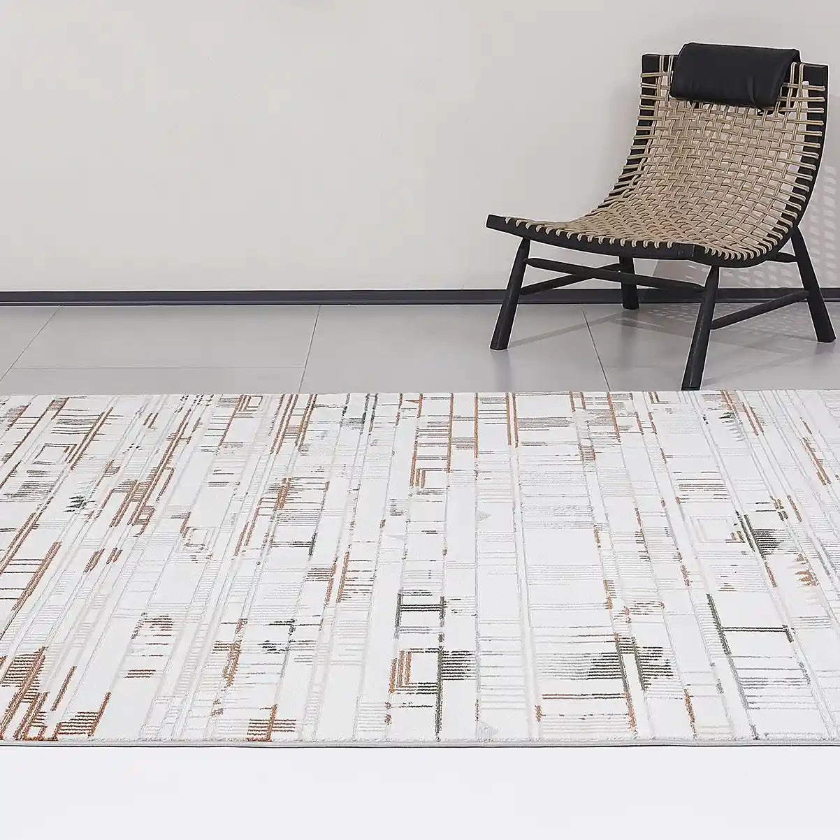 Melade Architectural Lines Contemporary Neutral Area Rug