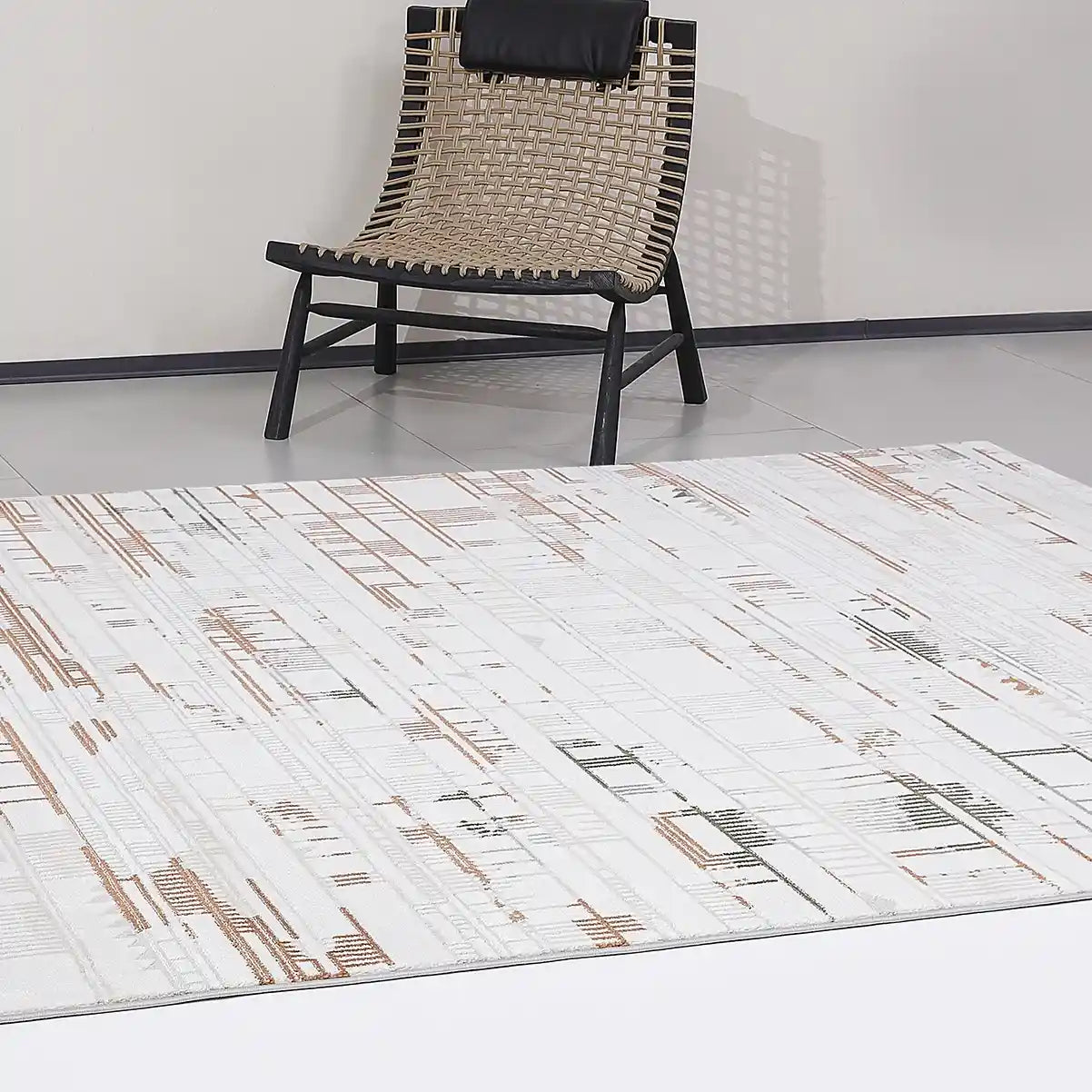 Melade Architectural Lines Contemporary Neutral Area Rug