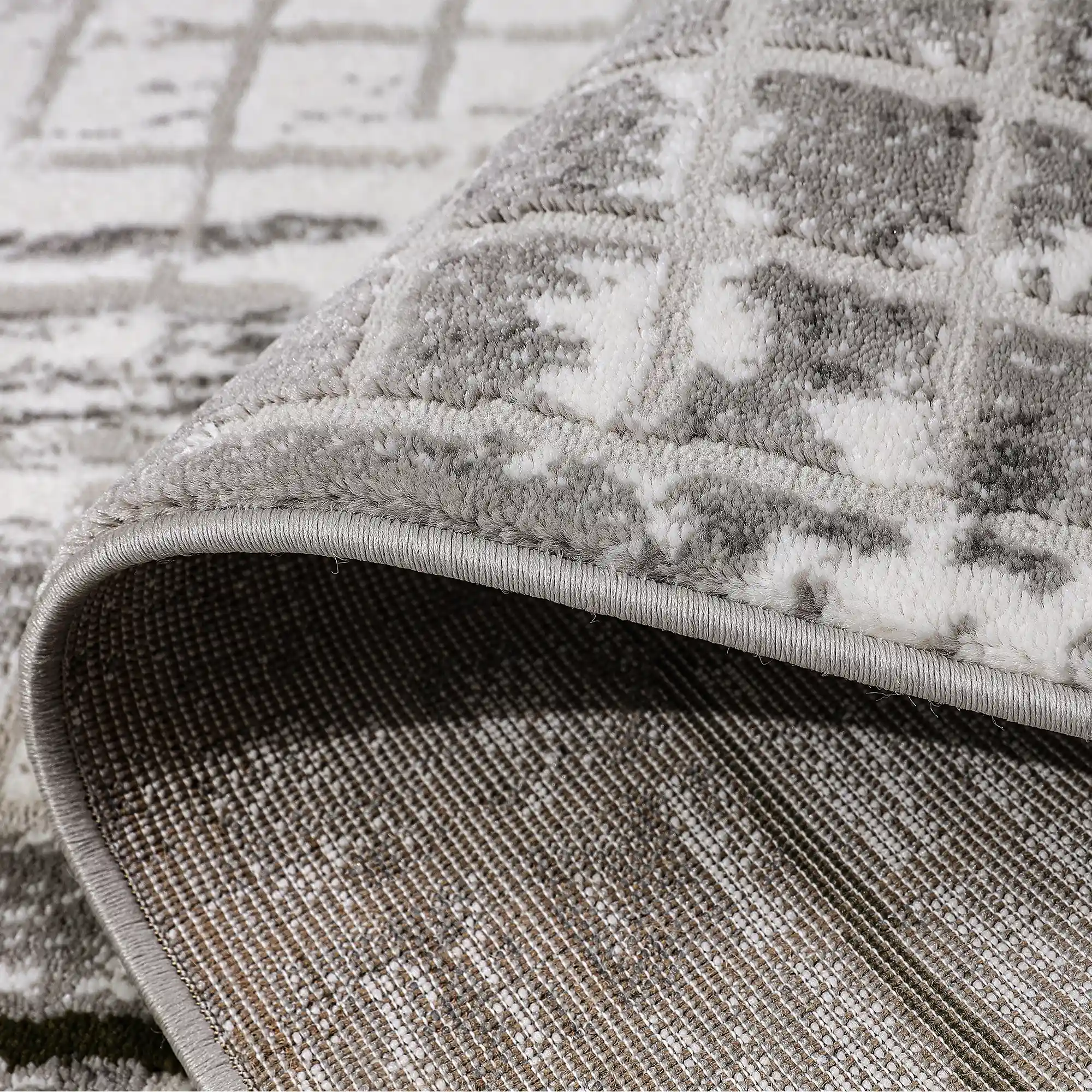 Melard Layered Grid Abstract Neutral Area Rug