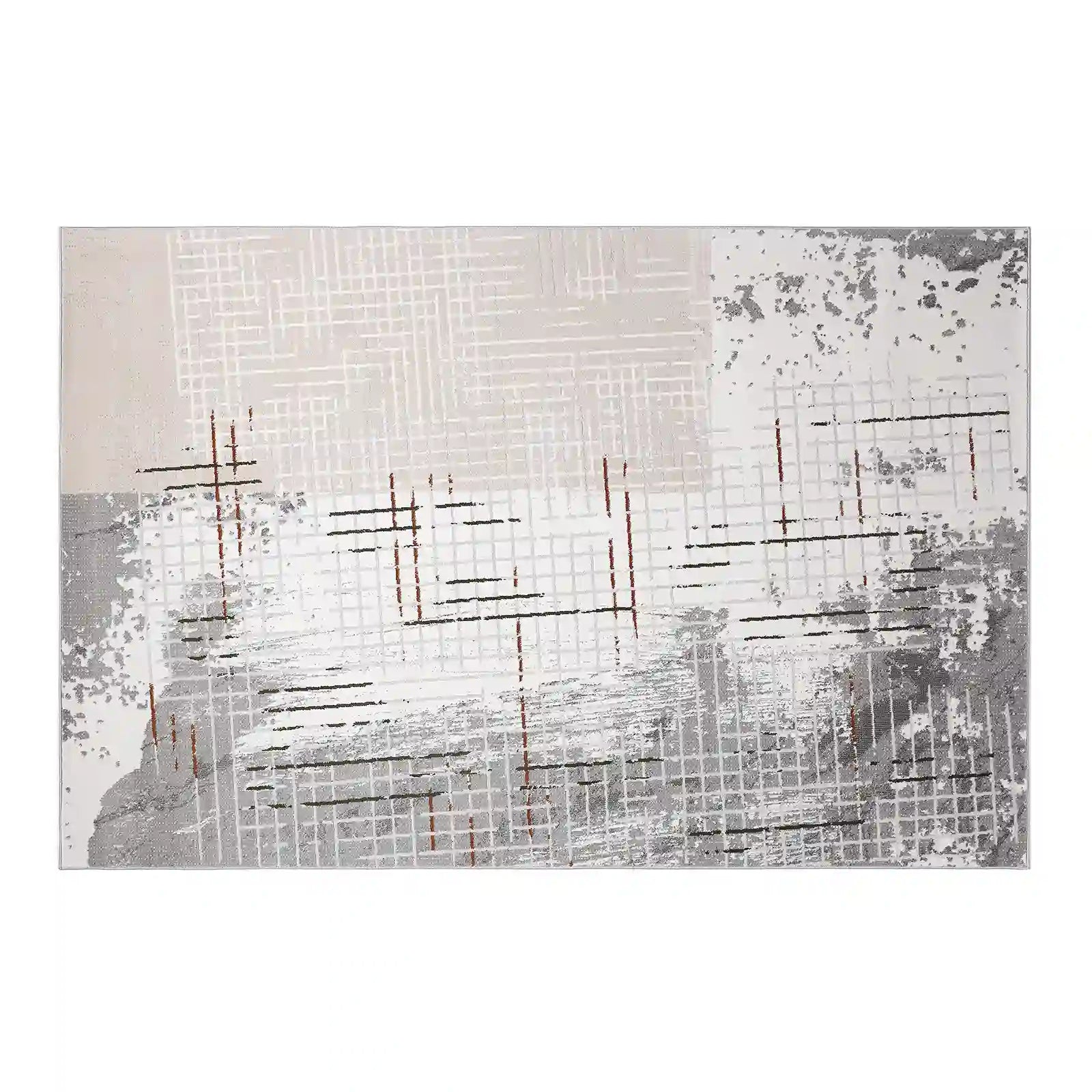 Melard Layered Grid Abstract Neutral Area Rug for Modern Interiors ...