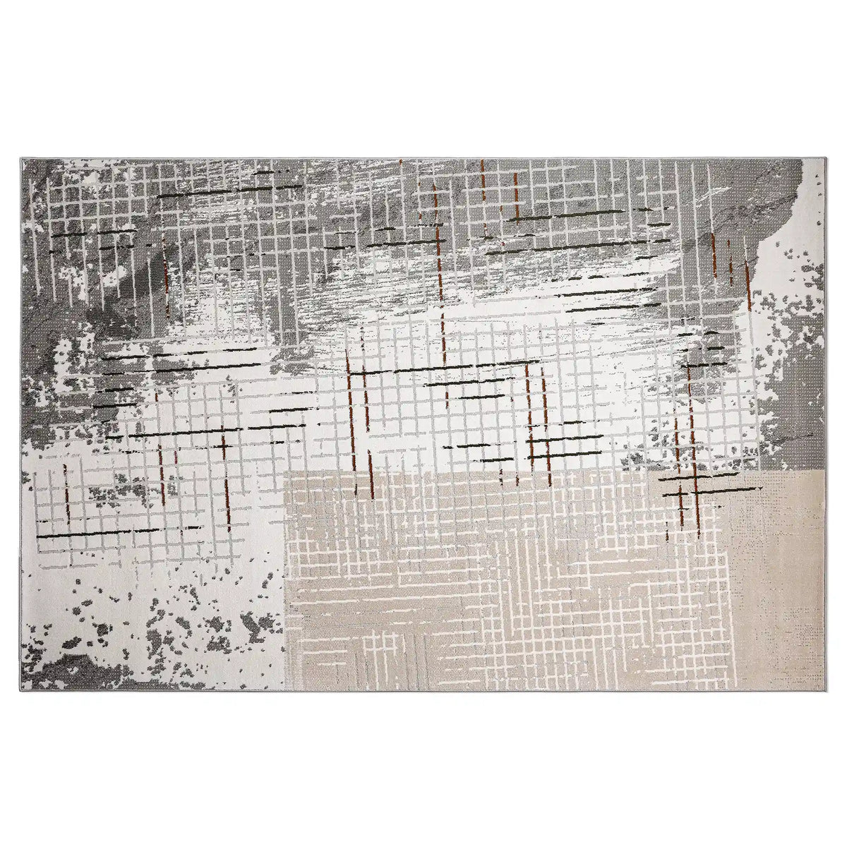 Melard Layered Grid Abstract Neutral Area Rug