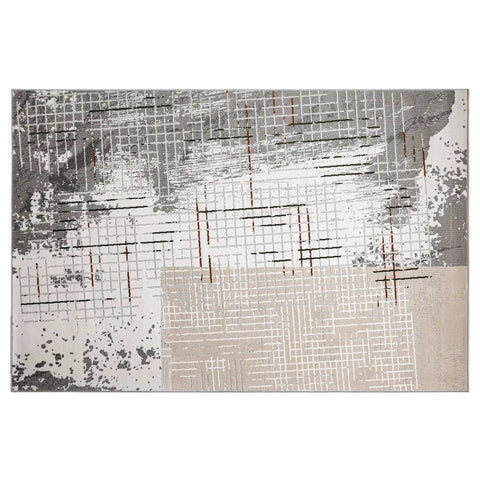 Melard Layered Grid Abstract Neutral Area Rug
