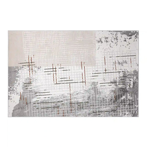 Melard Layered Grid Abstract Neutral Area Rug