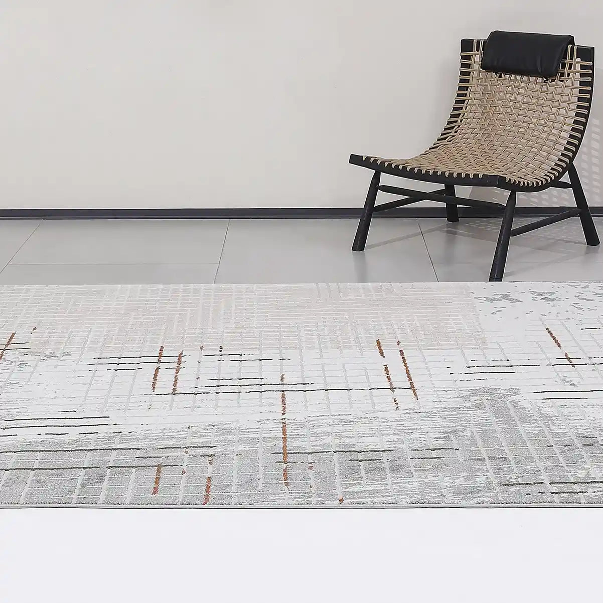 Melard Layered Grid Abstract Neutral Area Rug