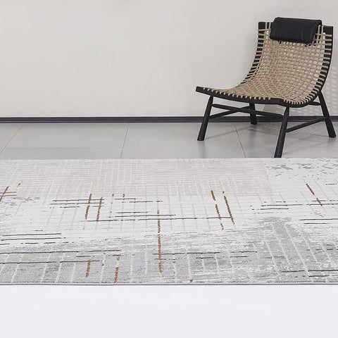 Melard Layered Grid Abstract Neutral Area Rug