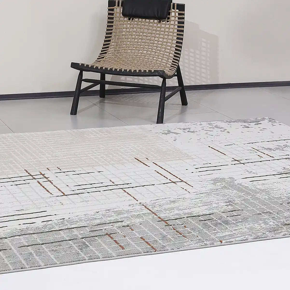 Melard Layered Grid Abstract Neutral Area Rug