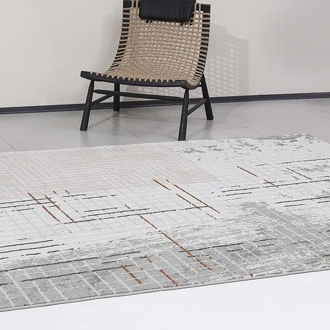 Melard Layered Grid Abstract Neutral Area Rug