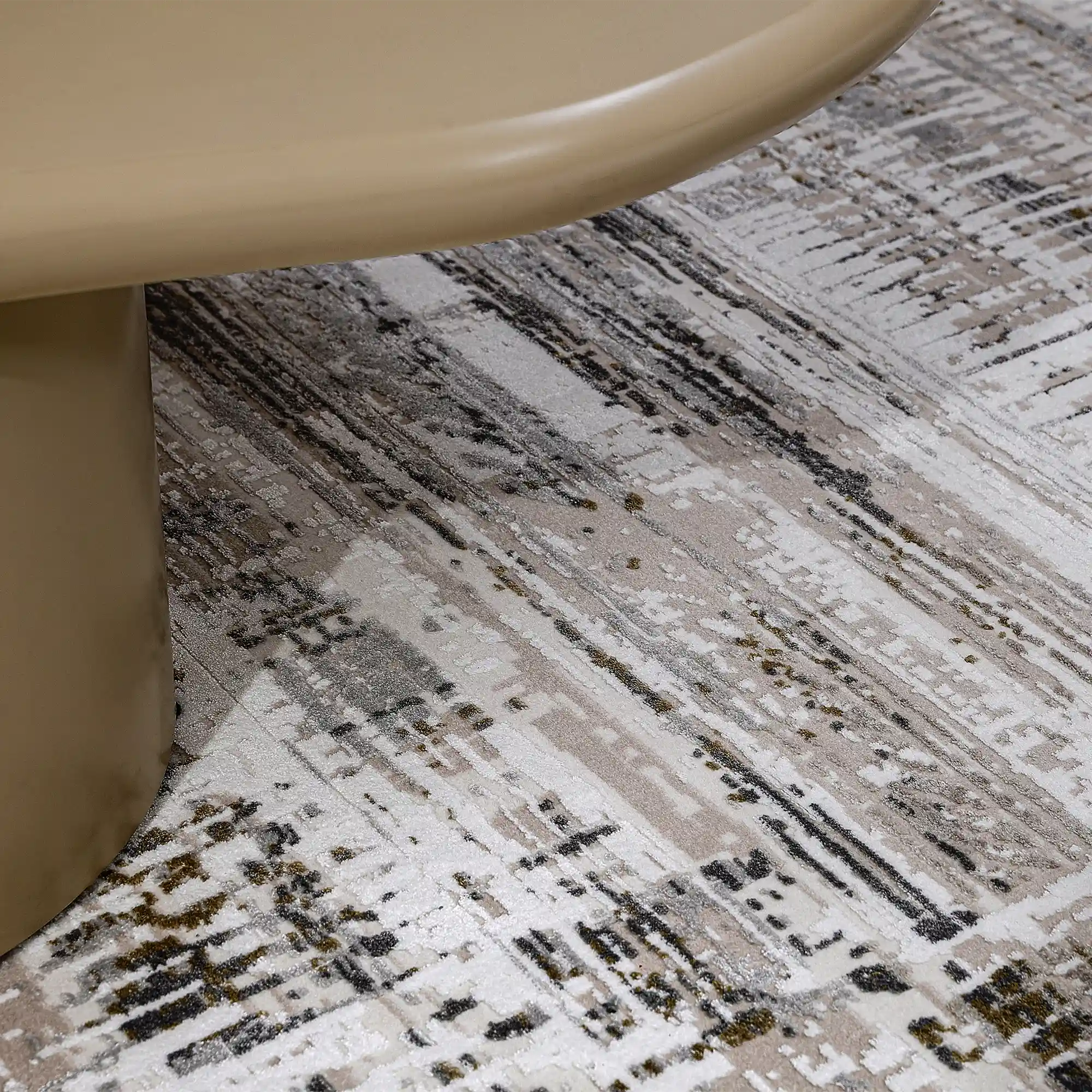 Milano Layered Linear Abstract Neutral Area Rug