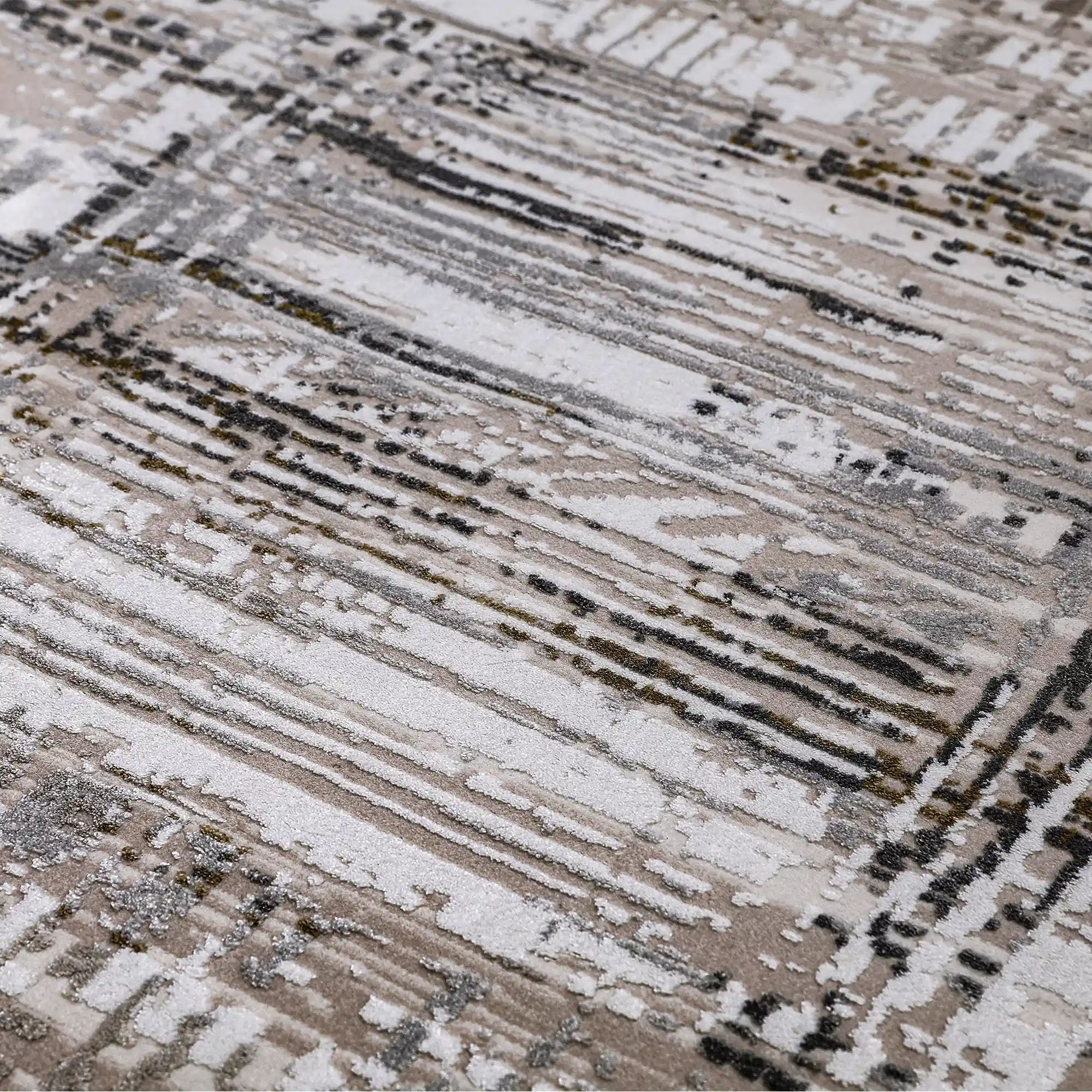 Milano Layered Linear Abstract Neutral Area Rug