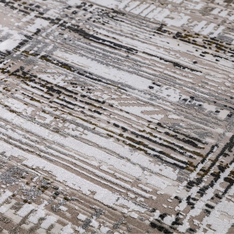Milano Layered Linear Abstract Neutral Area Rug