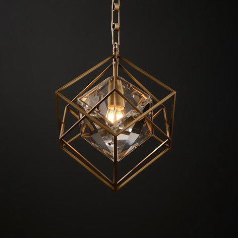 Housegent Rubik's cube Crystal Pendant Light Brass