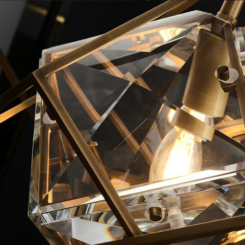 Housegent Rubik's cube Crystal Pendant Light Brass