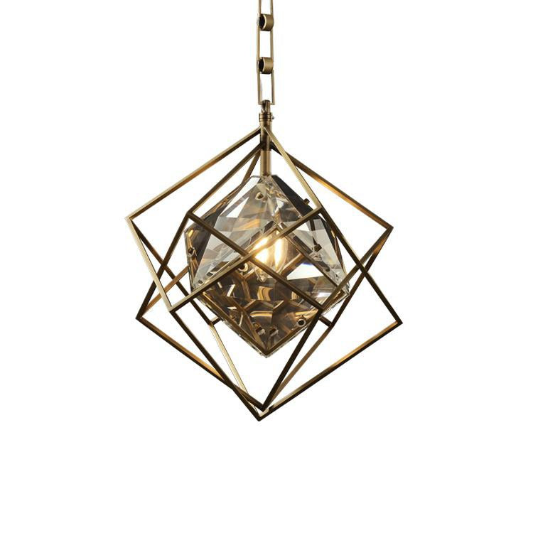 Housegent Rubik's cube Crystal Pendant Light Brass