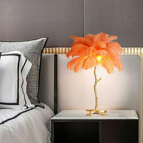 Modern Designer Ostrich Feather Table Lamp H31.5"