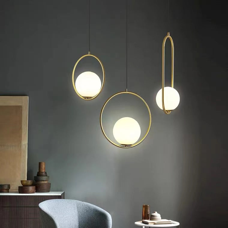 Modern Pure Copper Dining Room Ceiling Light Simple Stylish Ball Bedroom Pendant Lamp