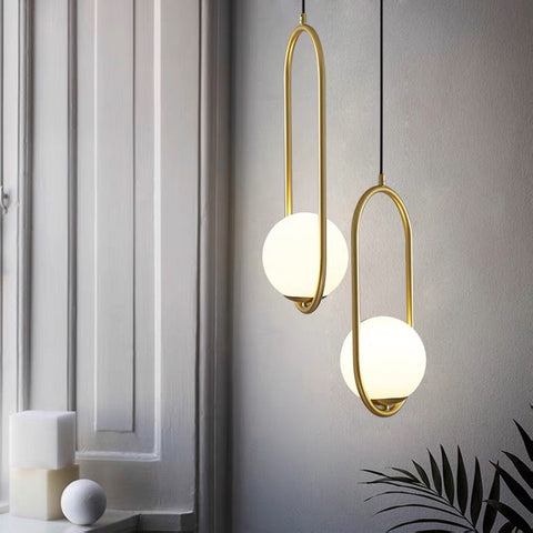 Modern Pure Copper Dining Room Ceiling Light Simple Stylish Ball Bedroom Pendant Lamp