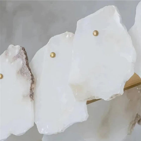 Alabaster Moira Marble Modern Snowflake Linear Chandelier