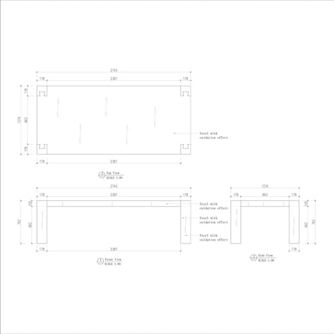 Telluride Oak Dining Table Rectangular Handcrafted Rustic Industrial Dining Furniture