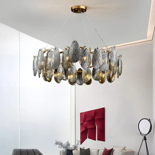 Post-modern Creative Art Cloud Glass Shell Suspension Chandelier Suit for Living & Dining Room, round