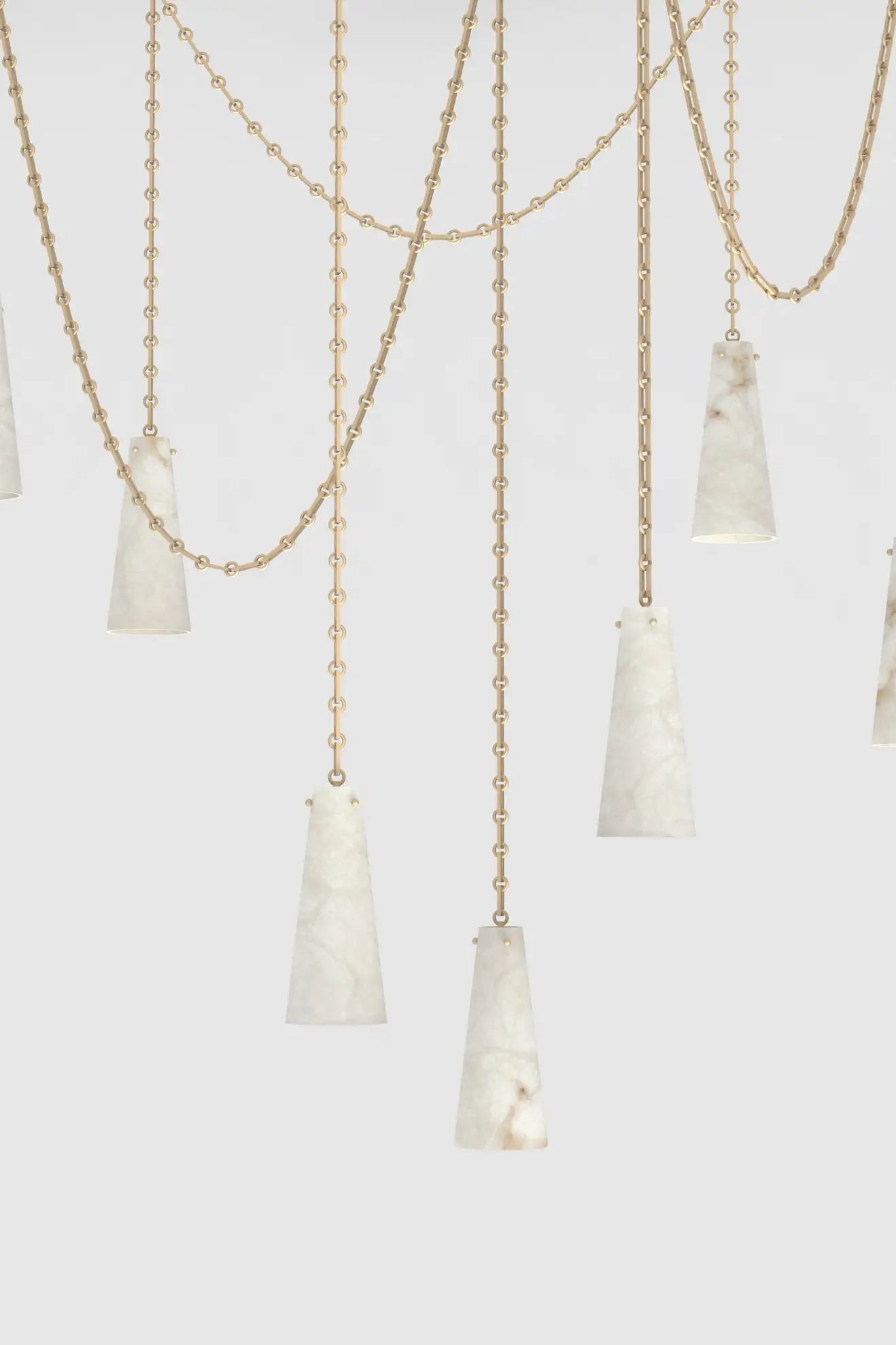 Contemporary Lucca Chandelier 202A-7 in Alabaster, 7-Light Vintage Alabaster Pendant Cluster