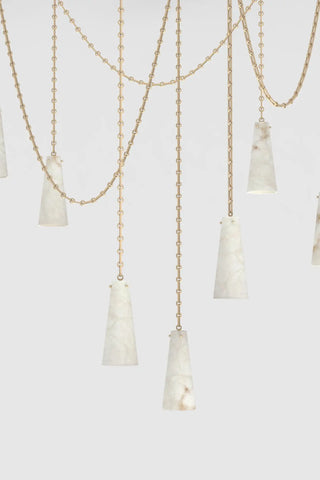 Contemporary Lucca Chandelier 202A-7 in Alabaster, 7-Light Vintage Alabaster Pendant Cluster