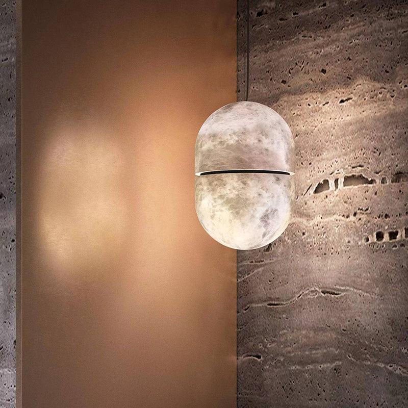 Modern Alabaster Oval Art Pendant Light