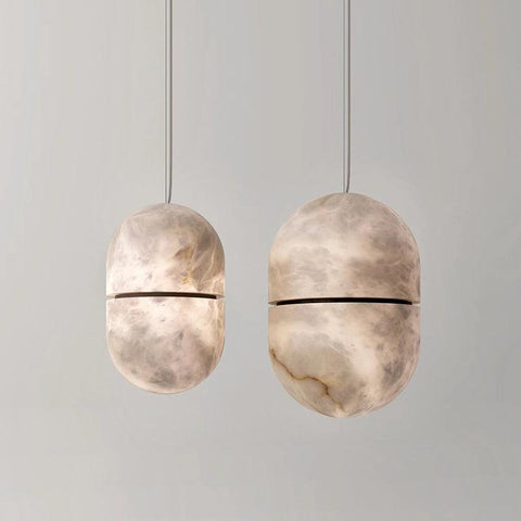 Modern Alabaster Oval Art Pendant Light