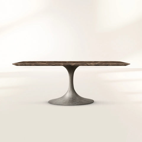Aero Rectangular Stone Dining Table with Oval Base
