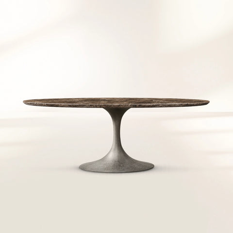 Aero Oval Stone Dining Table with Oval Base