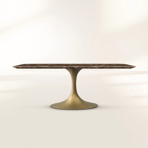 Aero Rectangular Stone Dining Table with Oval Base