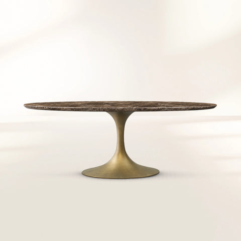 Aero Rectangular Stone Dining Table with Oval Base
