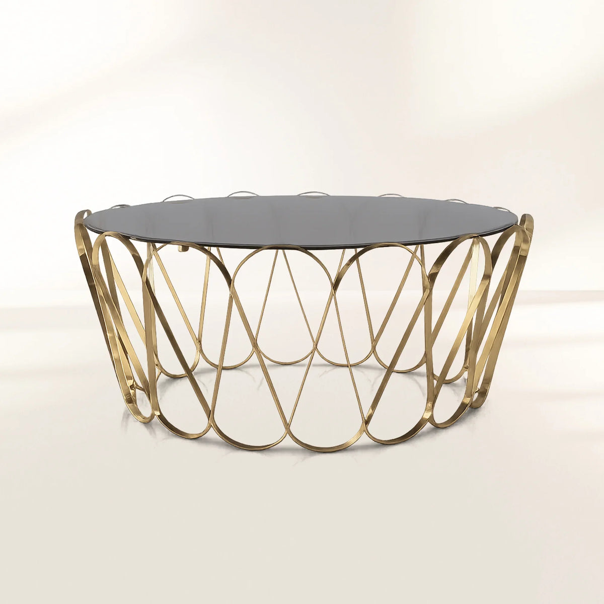 Brass Glass Sculptural Form Coffee Table
