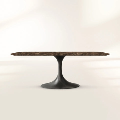 Aero Rectangular Stone Dining Table with Oval Base