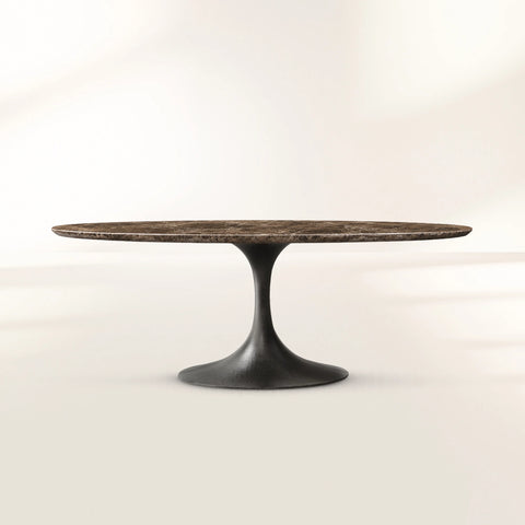 Aero Oval Stone Dining Table with Oval Base