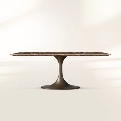 Aero Rectangular Stone Dining Table with Oval Base