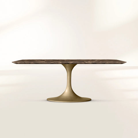 Aero Rectangular Stone Dining Table with Oval Base