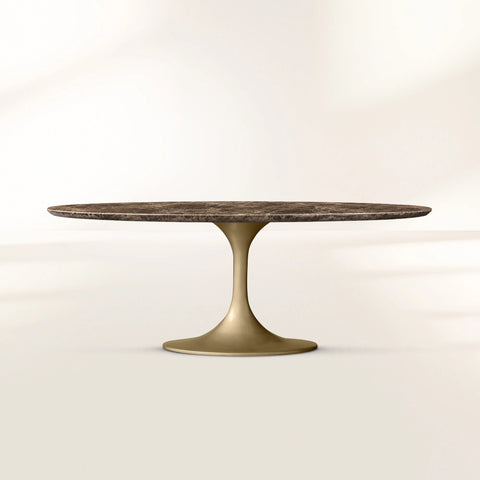 Aero Oval Stone Dining Table with Oval Base