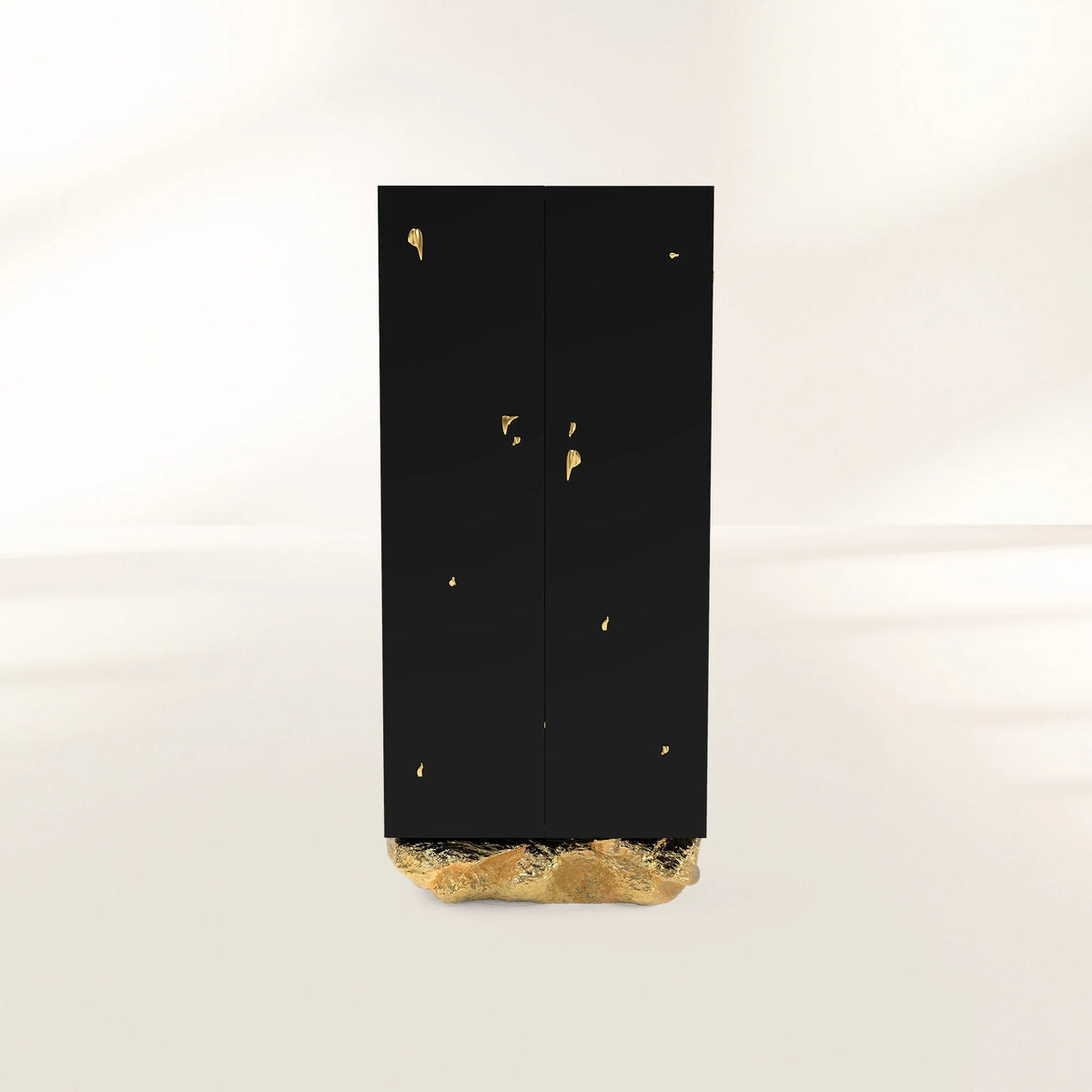 Brass Glass Black Hidden Storage Curio Cabinet