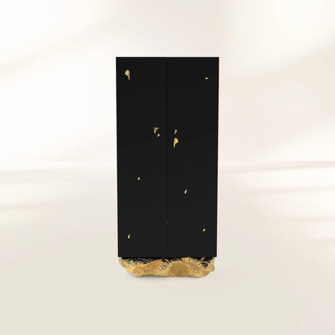 Brass Glass Black Hidden Storage Curio Cabinet