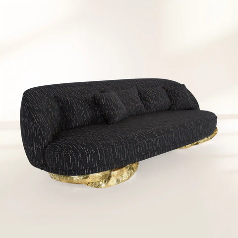 Brass Wood Sculptural Form Sideboard Living Room