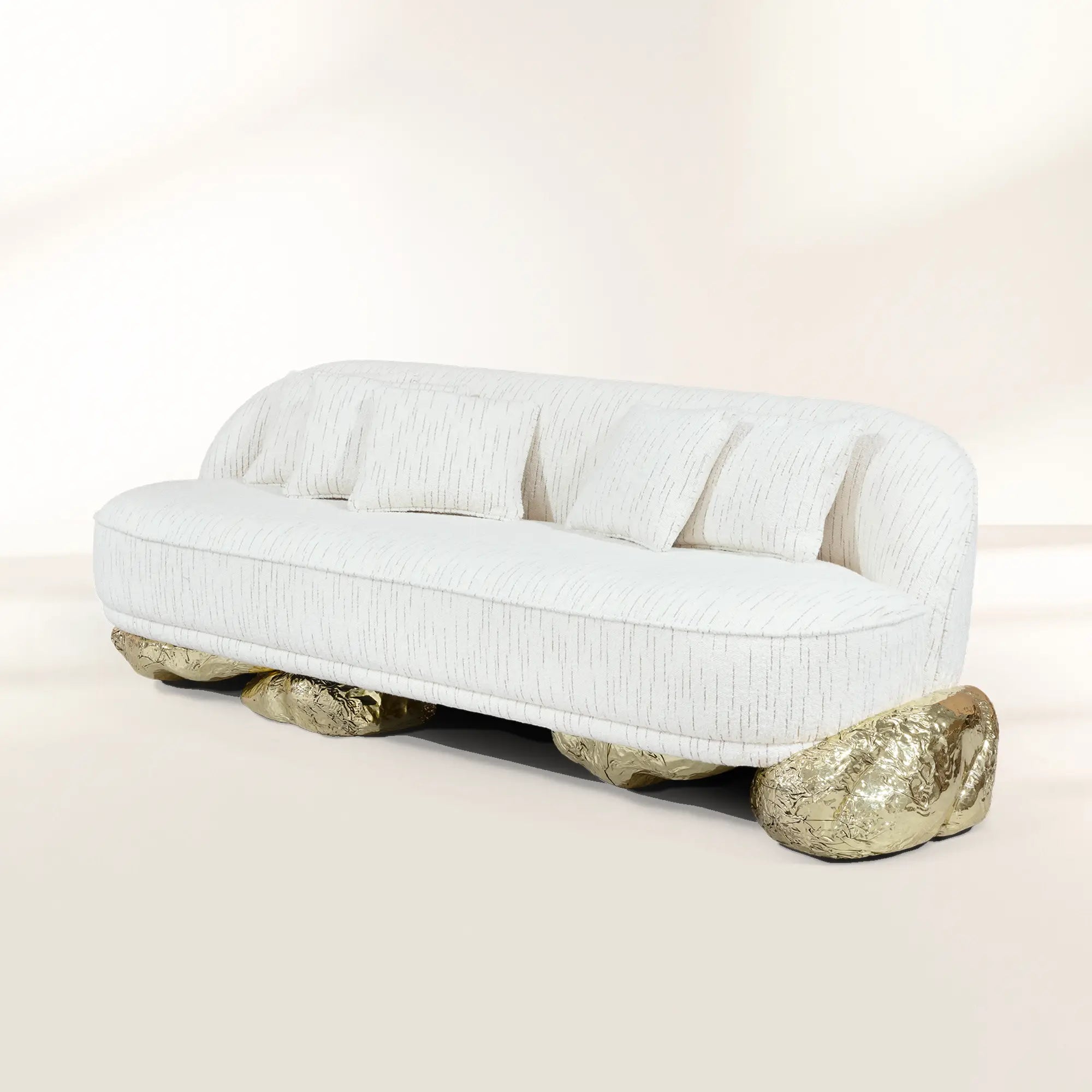 Brass Wood Sculptural Form Sideboard Living Room