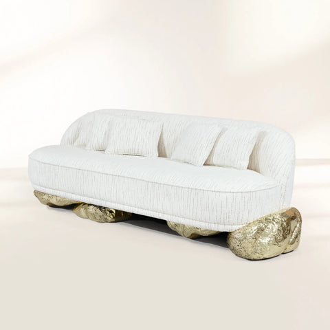 Brass Wood Sculptural Form Sideboard Living Room