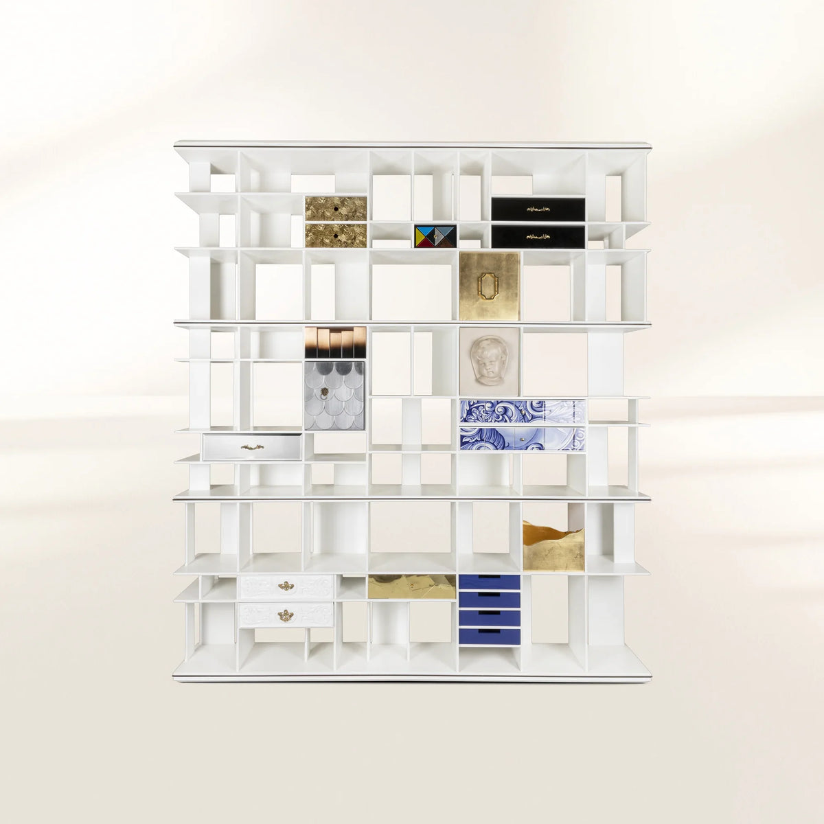 Brass Glass Hidden Storage Display Cabinet