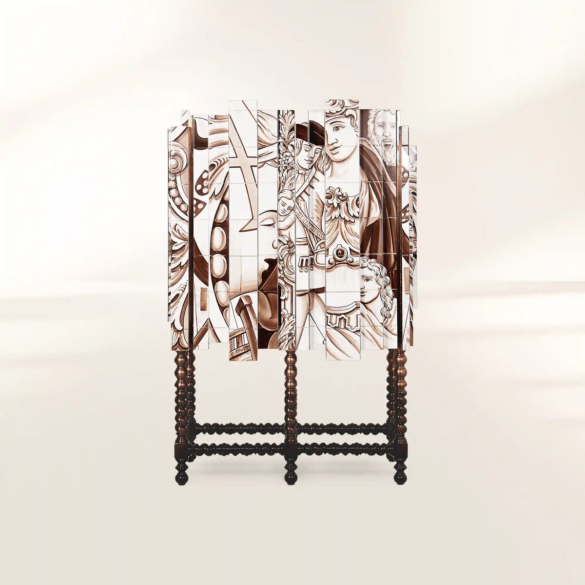 Mahogany Mirrored Cabinet for Living Room