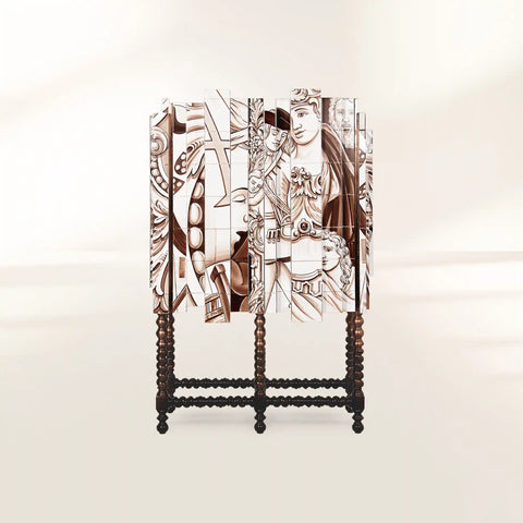 Mahogany Mirrored Cabinet for Living Room