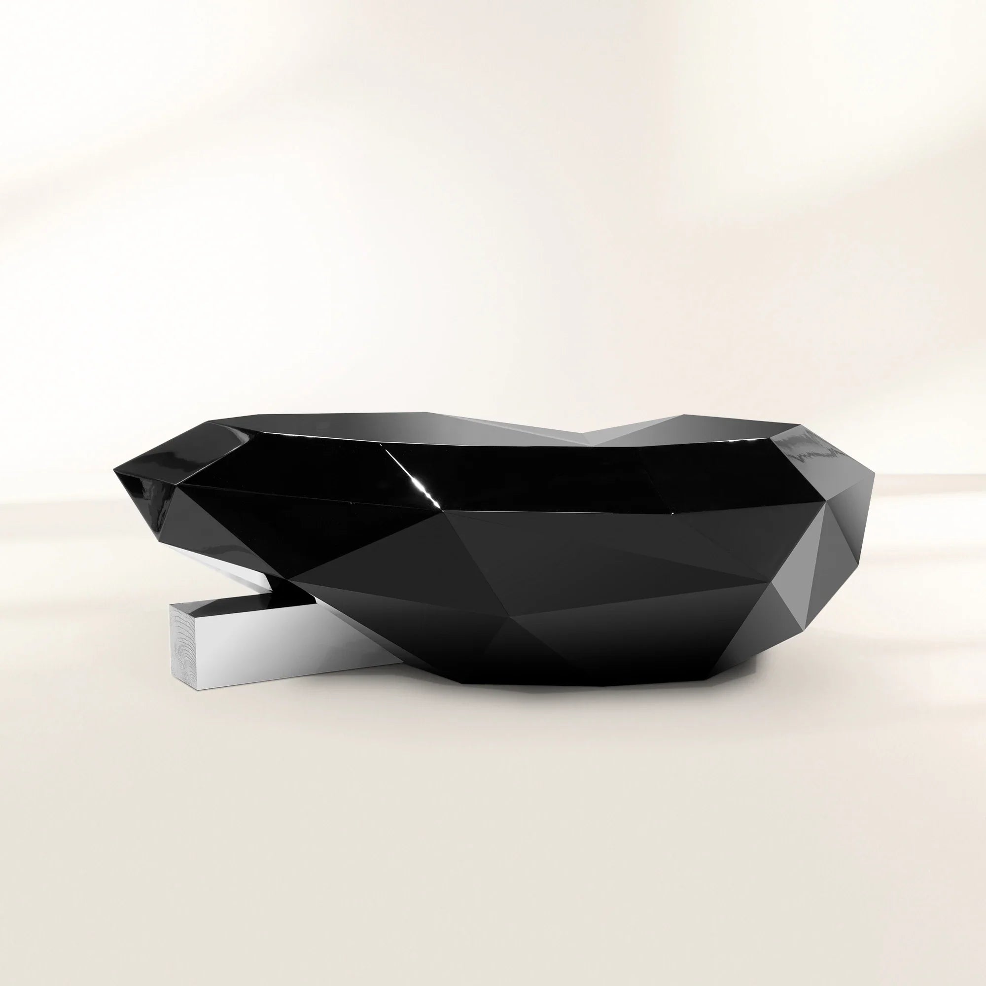 Black Faceted Design Sculptural Form Coffee Table