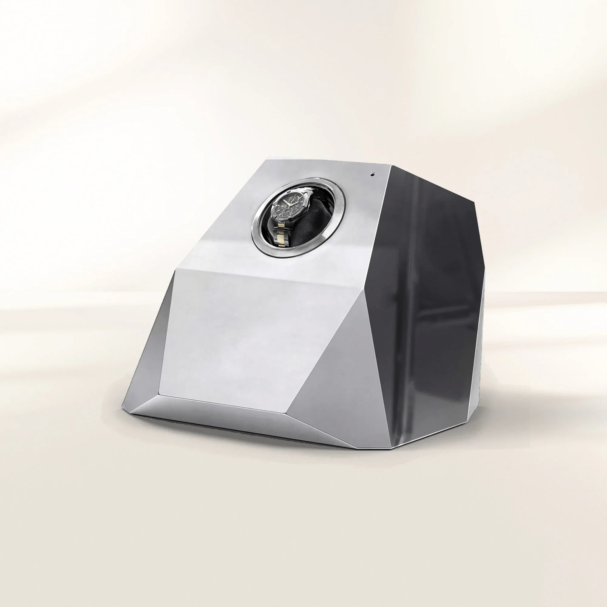 Diamond Watch Winder with Sculptural Faceted Design and