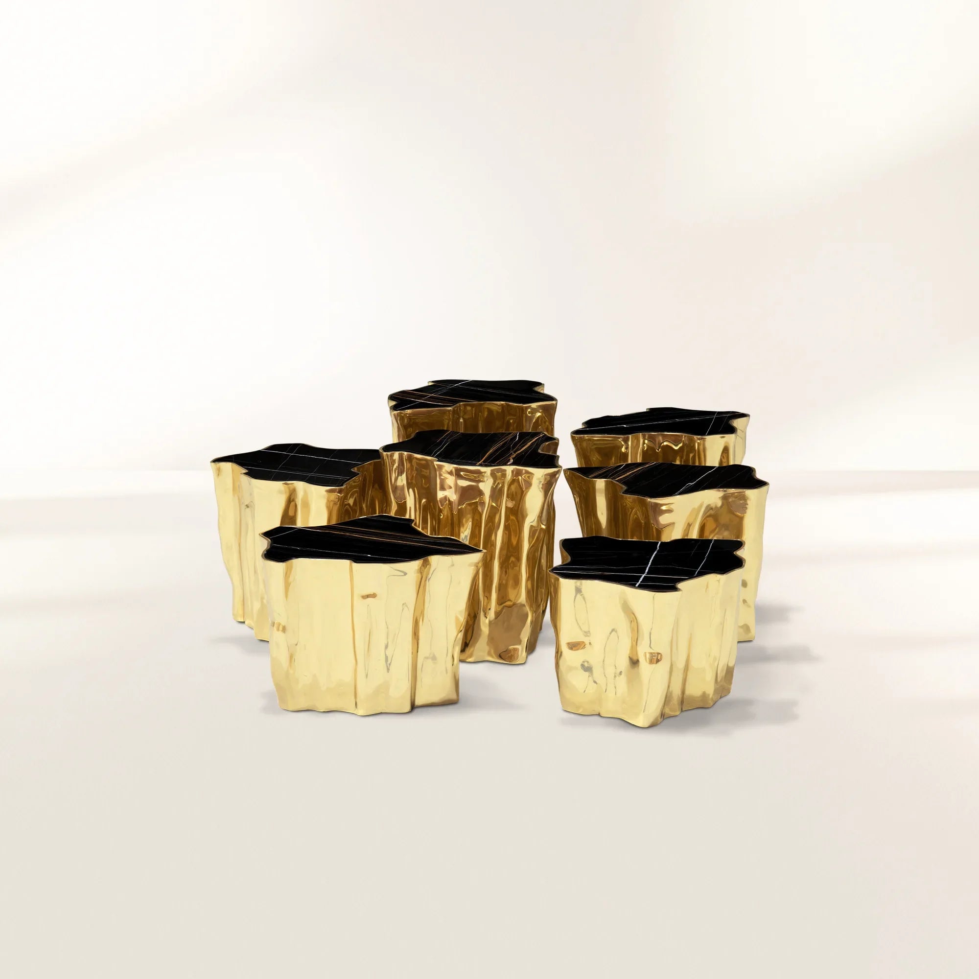Brass White Sculptural Form Coffee Table
